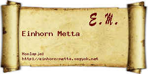 Einhorn Metta névjegykártya